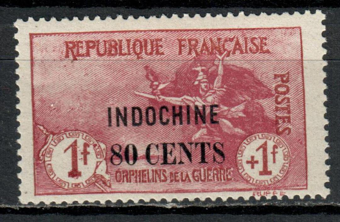 INDO-CHINA 1918 France Orphans surcharged 80c on 1fr Carmine - 76433 - Mint image 0