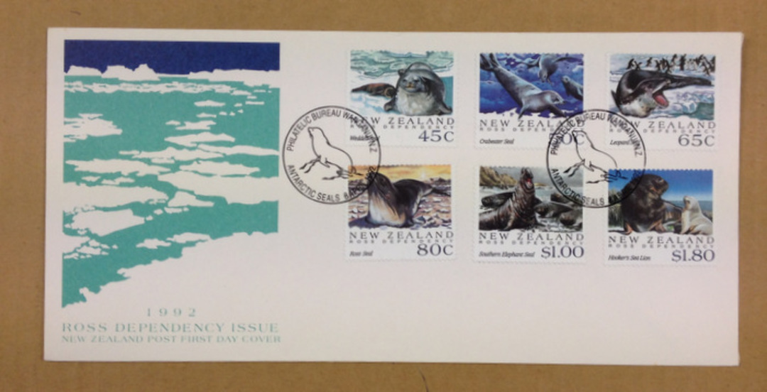 NEW ZEALAND 1992 Antarctic Seals. Set of 6 on first day cover. - 521033 - FDC image 0