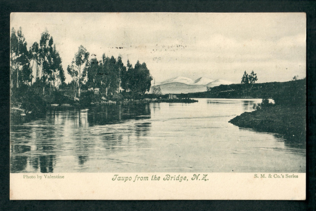 Early Undivided Postcard of Taupo from the Bridge. - 46742 - Postcard image 0