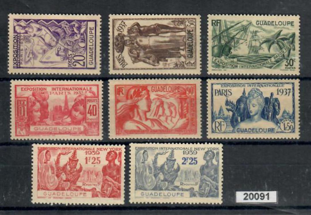 GUADALOUPE. Paris Exhibition set of 6 mint, and pair of New York Fair MNG. - 20091 - Mixed image 0