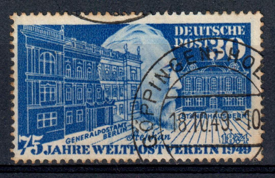 WEST GERMANY 1949 75th Anniversary of the Universal Postal Union 30pf Ultramarine. - 76048 - FU image 0
