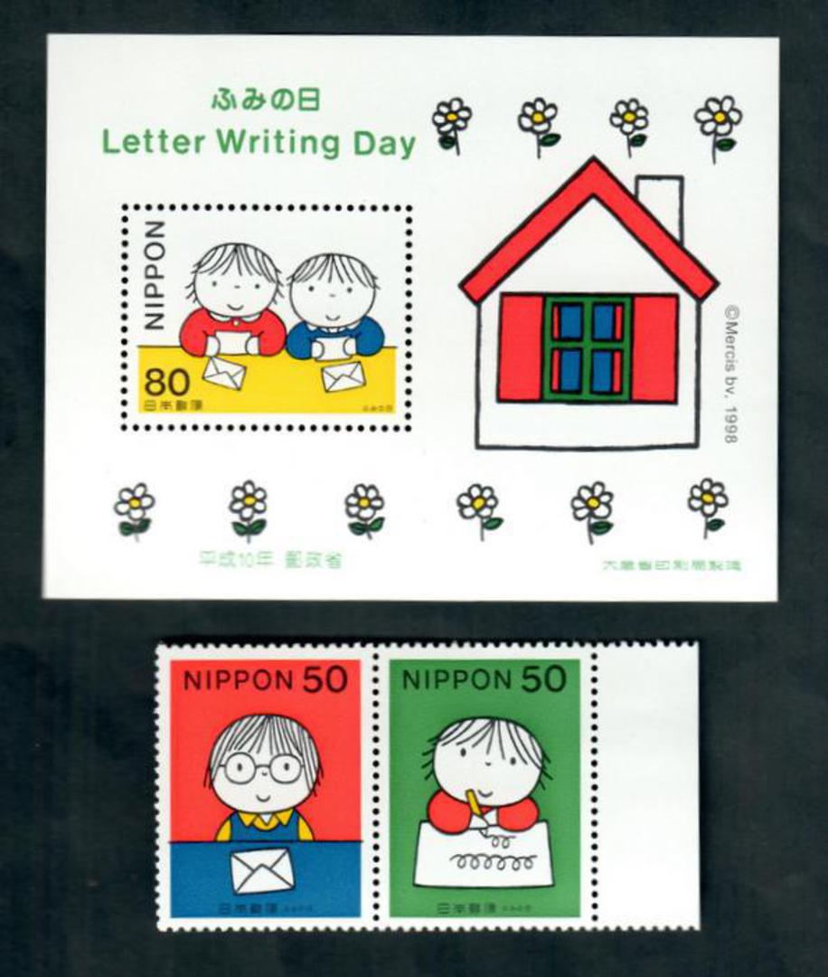 JAPAN 1998 Letter Writing Day. Set of 5 and miniature sheet. - 50023 - UHM image 0