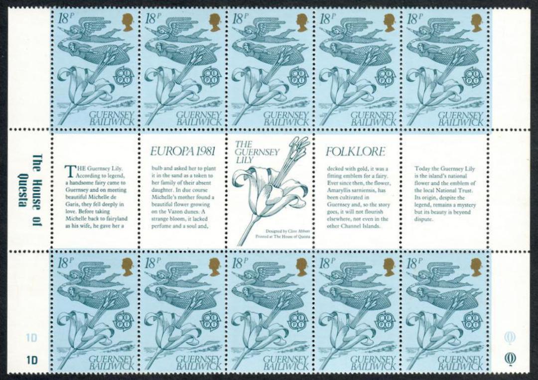 GUERNSEY 1981 Europa. Set of 2 in blocks of 10 being 5 gutter pairs each. The gutters have important information. - 50773 - UHM image 1