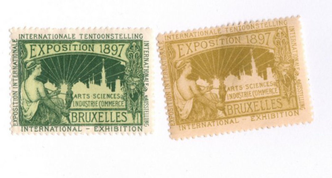 BELGIUM 1897 Brussells International Exhibition. Two labels. - 73802 - Cinderellas image 0