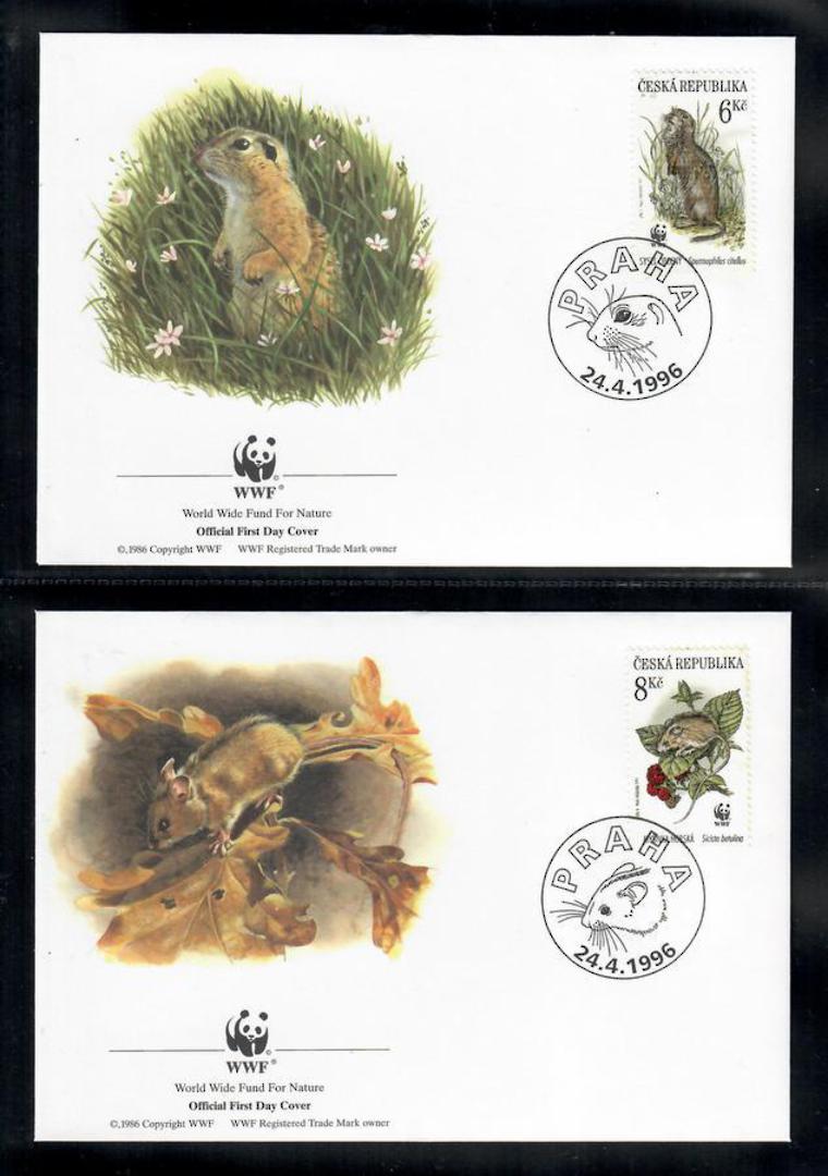 CZECH REPUBLIC 1996 World Wildlife Fund.  Rodents. Miniature sheet in mint never hinged and set of 4 on first day covers with 6 image 2