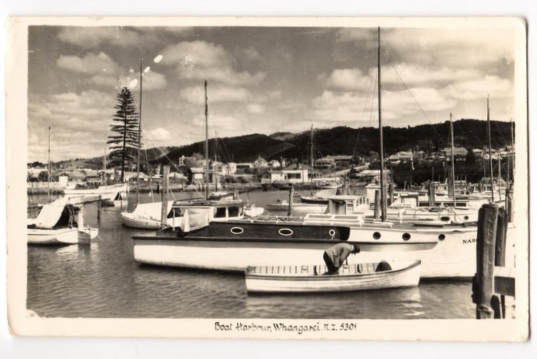 Real Photograph by A B Hurst & Son of Boat Harbour Whangarei. - 44968 - Postcard image 0