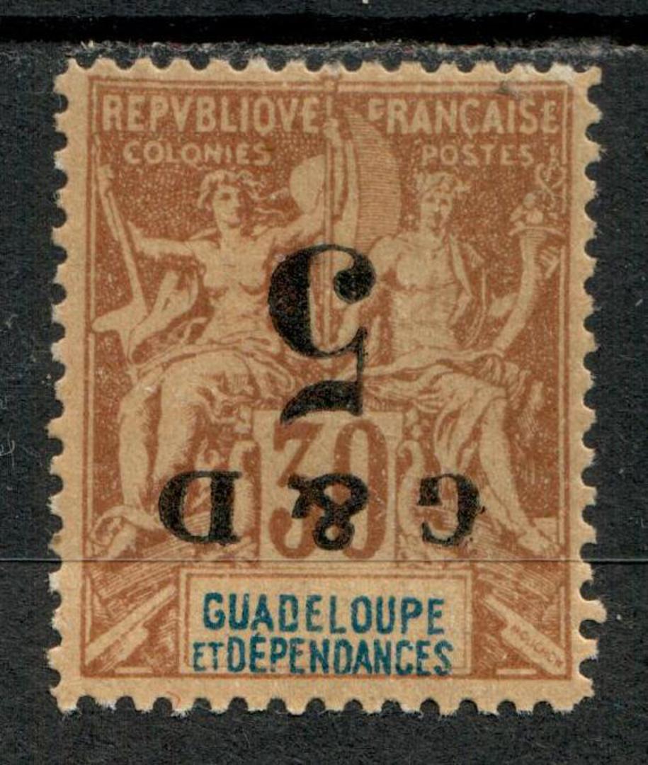 GUADALOUPE 1903 Definitive 5c on 30c Cinnamon on drab. Surcharge inverted. - 72392 - Mint image 0