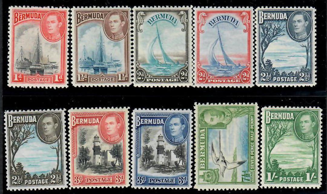 BERMUDA 1938 Geo 6th Definitives. Set of 10. - 23028 - Mint image 0