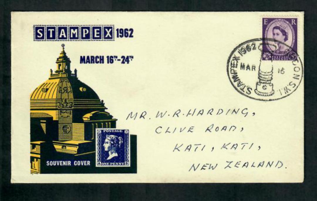 GREAT BRITAIN 1962 Stampex International Stamp Exhibition. Special Postmark on illustrated cover. - 31745 - PostalHist image 0