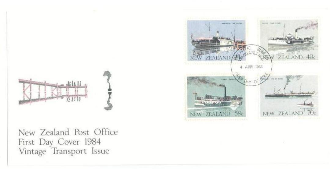 NEW ZEALAND 1984 Vintage Ships. Set of 4 on first day cover. - 520739 - FDC image 0