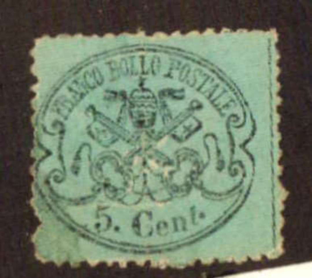 PAPAL STATES 1868 Definitive 5c Black on greenish blue. Perf. - 71136 - MNG image 0