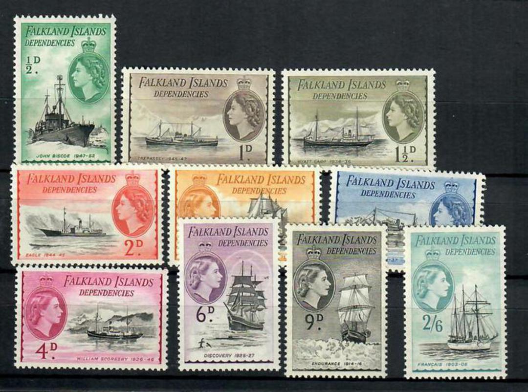 FALKLAND ISLANDS DEPENDENCIES 1954 Elizabeth 2nd Definitives. Set of 15. - 21575 - UHM image 0