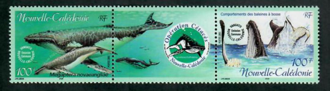 NEW CALEDONIA Whales. Joint issue with Vanuatu (ref 50919). Joined pair with Label. - 50930 - UHM image 0