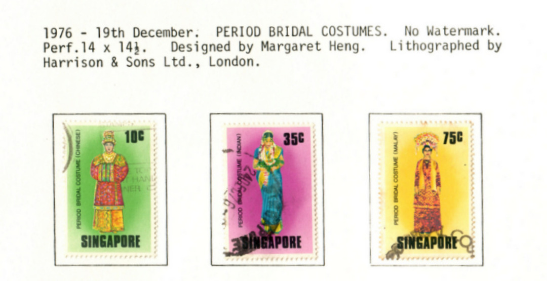 SINGAPORE 1976 Bridal Costumes. Set of 3. - 59553 - VFU image 0