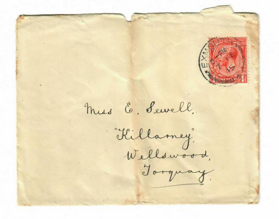 GREAT BRITAIN 1915 Postmark EXMOUTH on cover to Torquay. - 31187 - PostalHist image 0