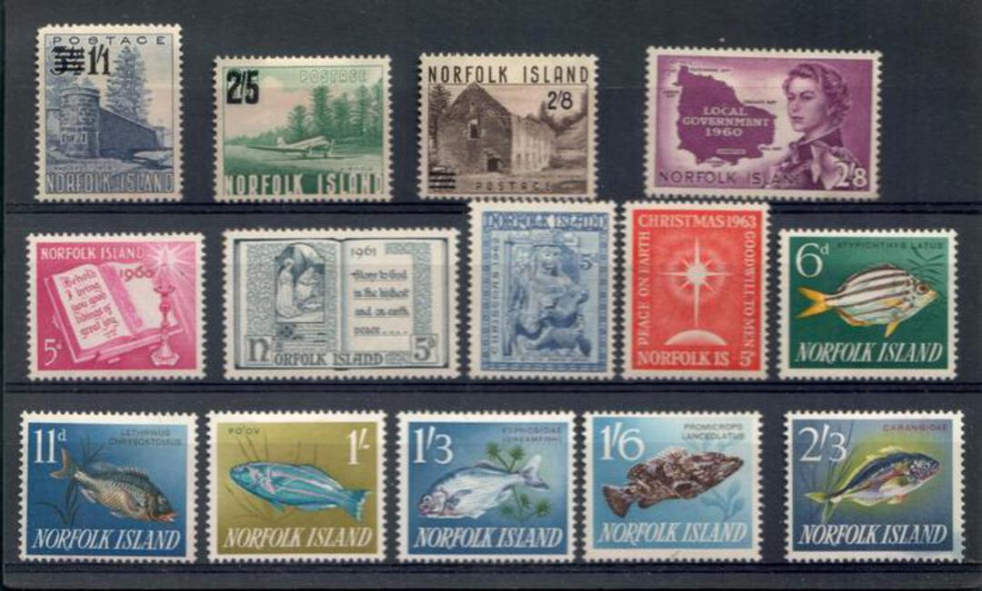 NORFOLK ISLAND 1960-1963. Complete run in mint from the 1960 overprints to the 1963 Fish. - 20325 - Mint image 0
