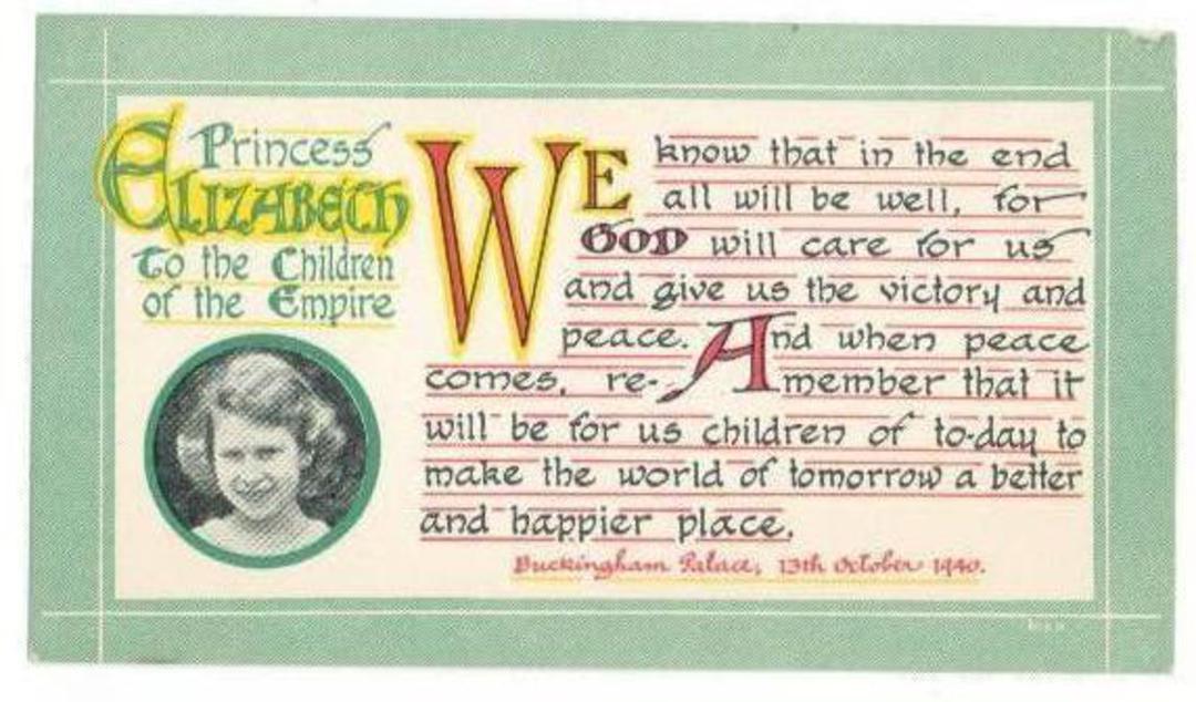 Postcard from Princess Elizabeth to the Children of the Empire. - 40090 - Postcard image 0