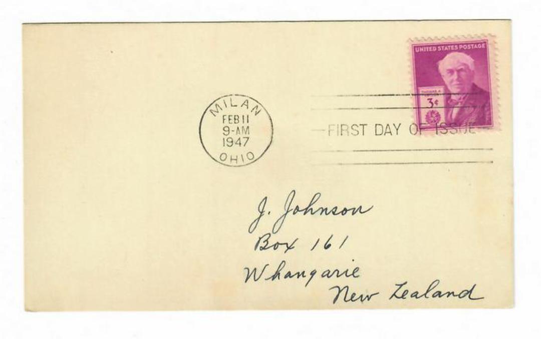 USA 1947 Centenary of the Birth of Thomas Edison. First day card. Nice condition. - 31165 - FDC image 0