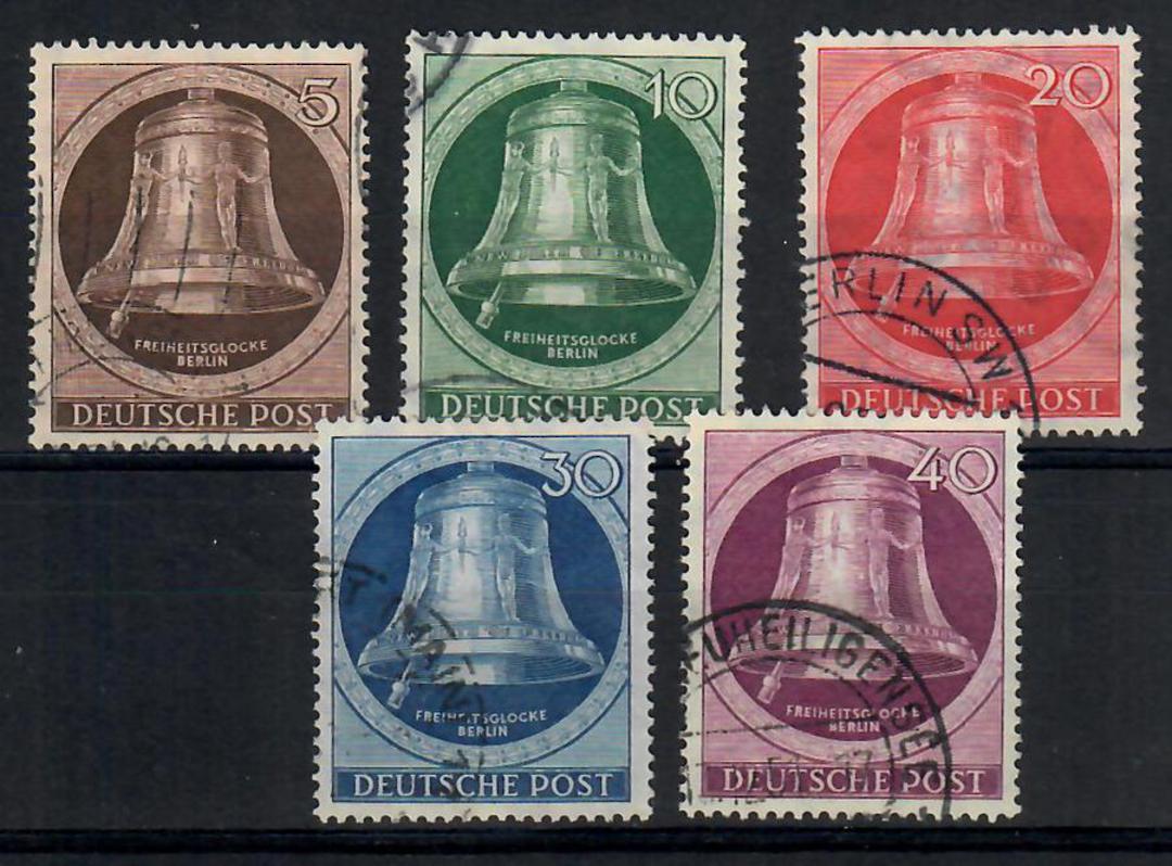WEST BERLIN 1951 Freedom Bell. Clapper to the left. Set of 5. - 22090 - VFU image 0