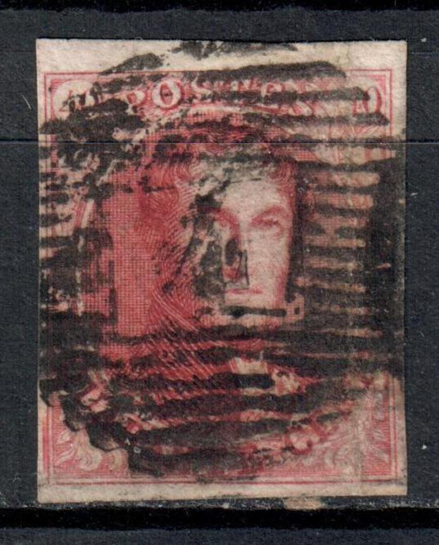 BELGIUM 1849 Definitive 40c Carmine with framed watermark. 4 margins. Cancel 4 ANTWERP. Face visible. An excellent copy. - 72594 image 0