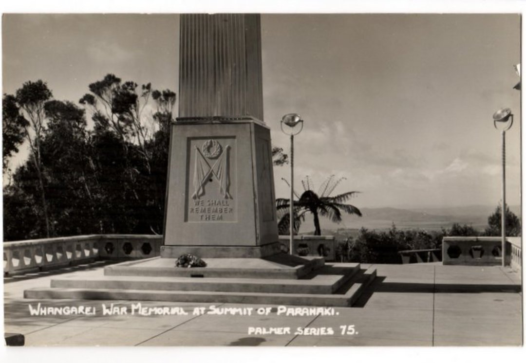 Real Photograph by T G Palmer & Son of Whangarei War Memorial on Parahaki. - 44912 - image 0