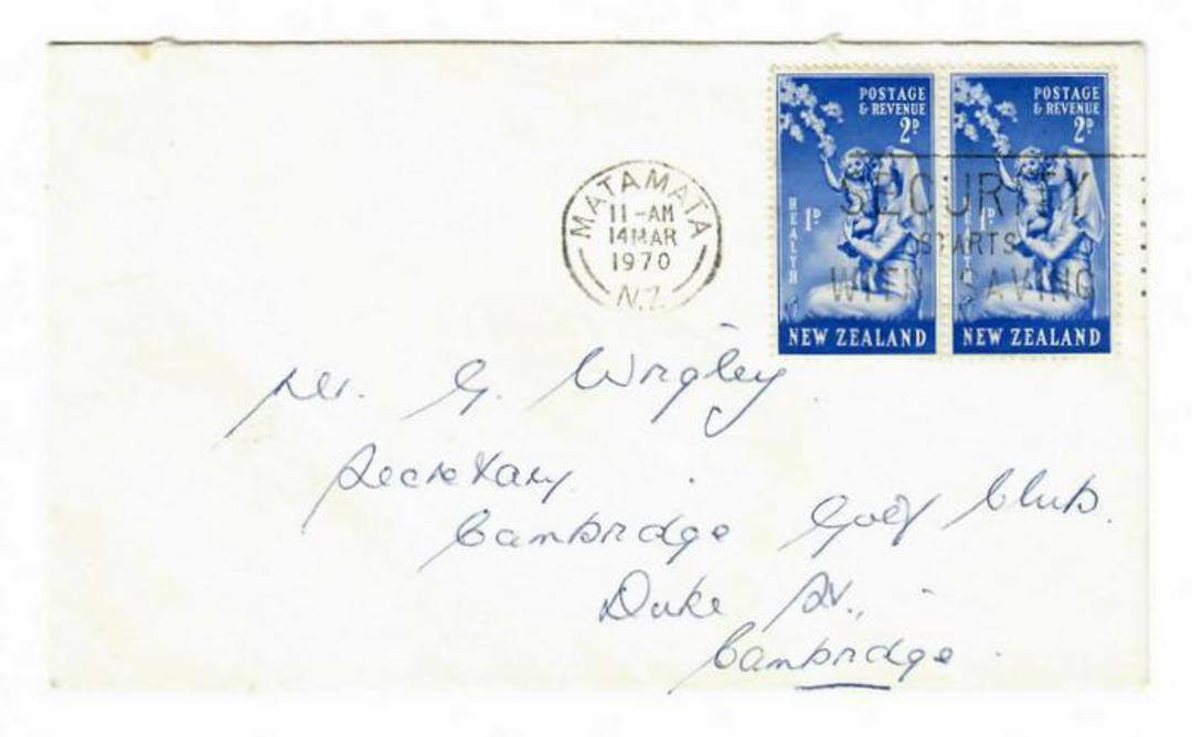 NEW ZEALAND 1970 Intereting cover to The Secretary Cambridge Golf Club bearing two 1949 health stamps used after DC Day. - 34539 image 0