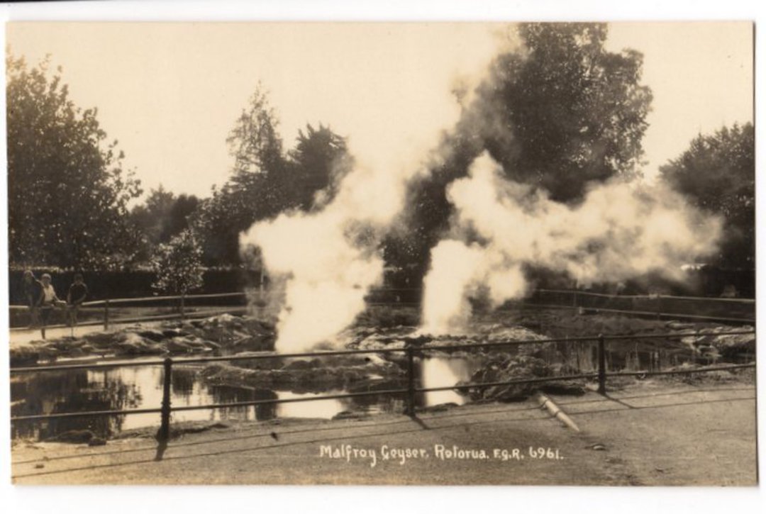 Real Photograph by Radcliffe of Malfroy Geyser Rotorua. - 246100 - Postcard image 0