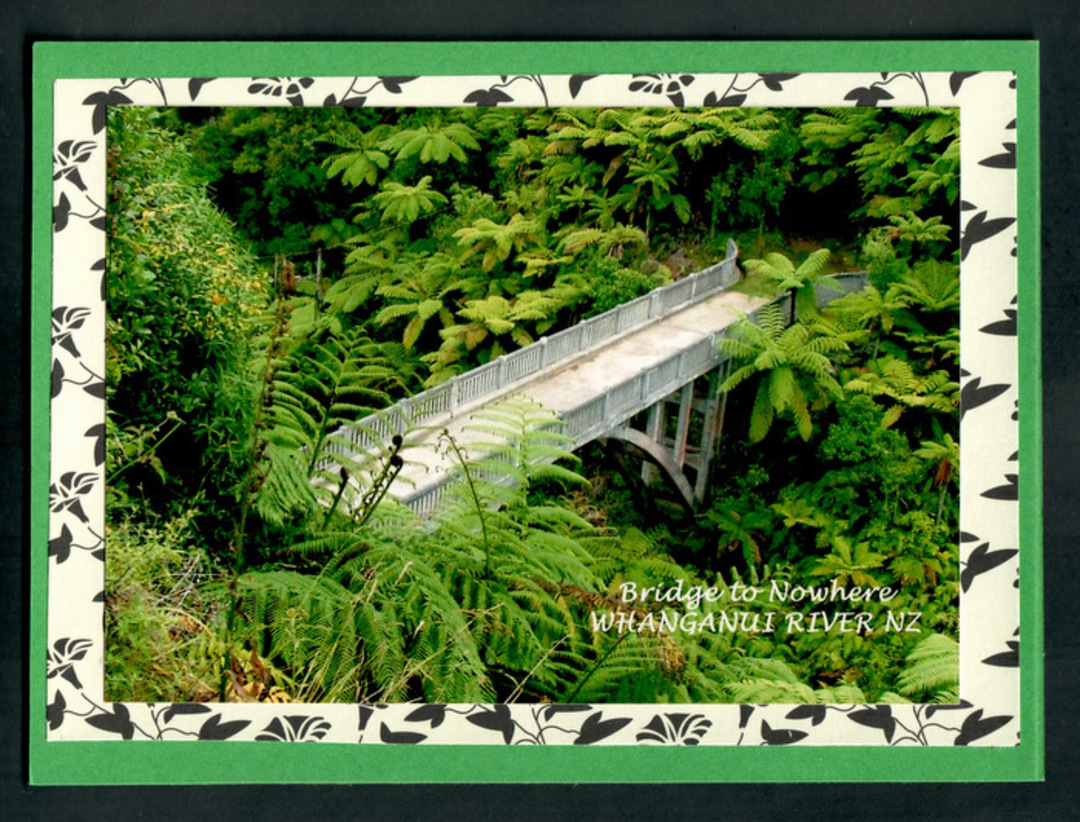 Modern Coloured Postcard of Bridge to Nowhere Wanganui River. - 47104 - Postcard image 0