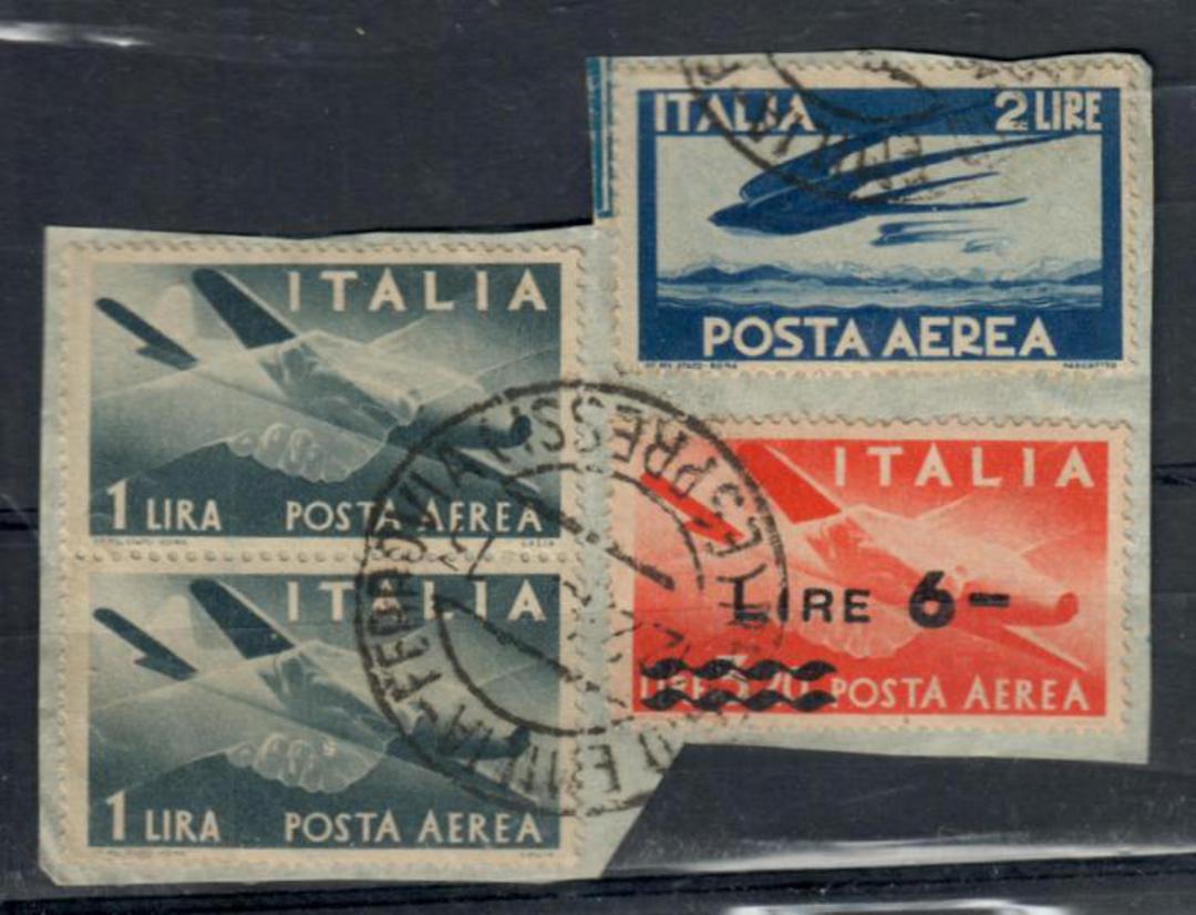 ITALY 1940 era. Four stamps on piece. Express postmark. - 20356 - Used image 0