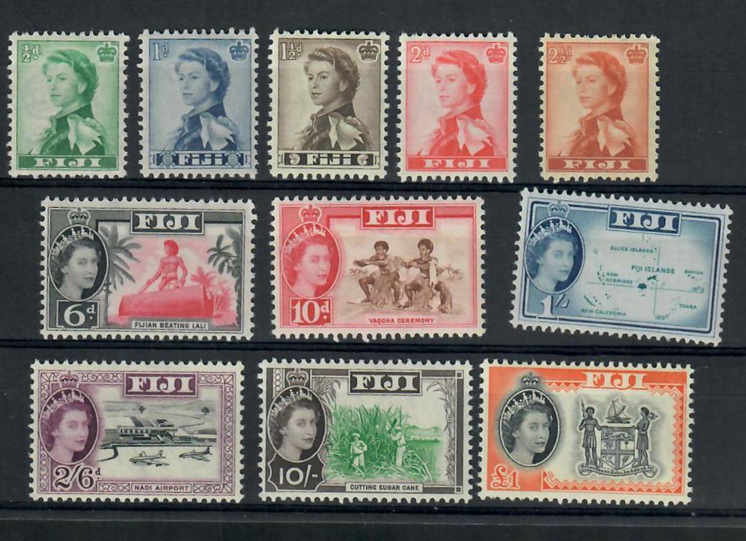 FIJI 1959 Elizabeth 2nd Definitives. Set of 13 less the 8d and the 4/-. - 21720 - Mint image 0