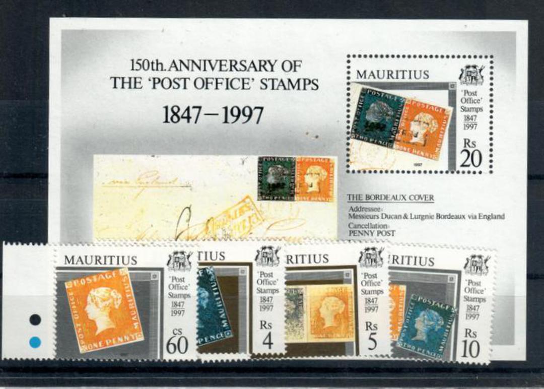 MAURITIUS 1998 150th Anniversary of the "Post Office" Stamps. Set of 4 and miniature sheet. - 20470 - UHM image 0