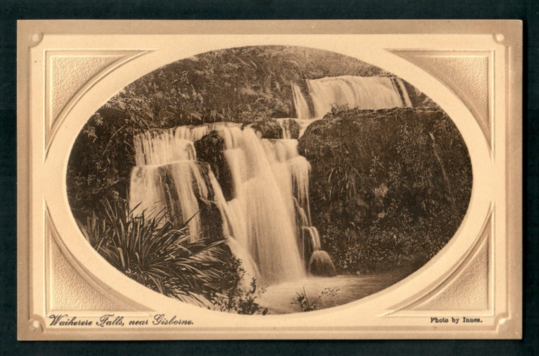 Sepia Postcard of Waihere Falls near Gisborne. - 48213 - Postcard image 0