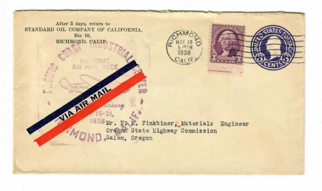 USA 1938 National Air-Mail Week. Special cachet on cover from Saint Richmond California. - 31099 - PostalHist image 0