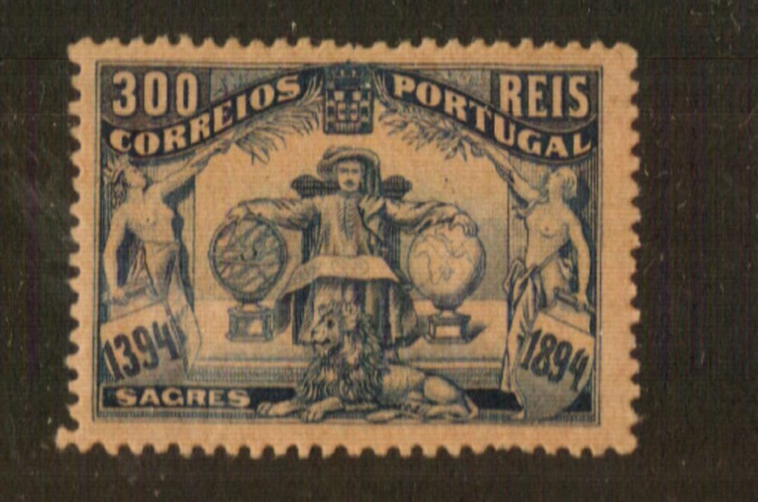 PORTUGAL 1894 500th Anniversary of the Birth of Prince Henry the Navigator 300r Blue on bright buff. - 71945 - Mint image 0