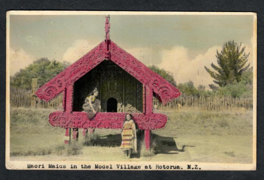 Tinted Postcard by N S Seaward of Maori Maids in the Model Village. - 49664 - Postcard image 0