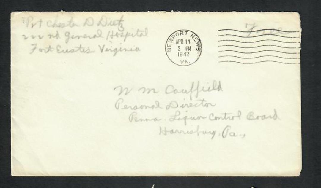 USA 1942 Letter from Serviceman. Freepost. image 0