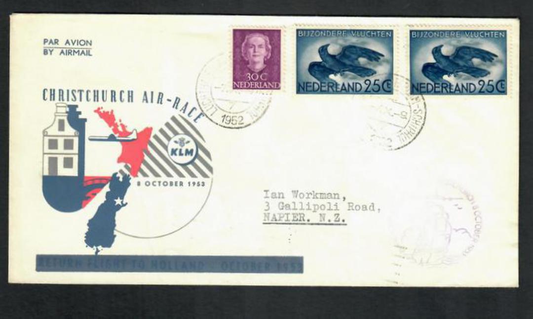 NEW ZEALAND 1953 London to Christchurch Official Air Race. Interesting cachets on the reverse. - 30826 - PostalHist image 0