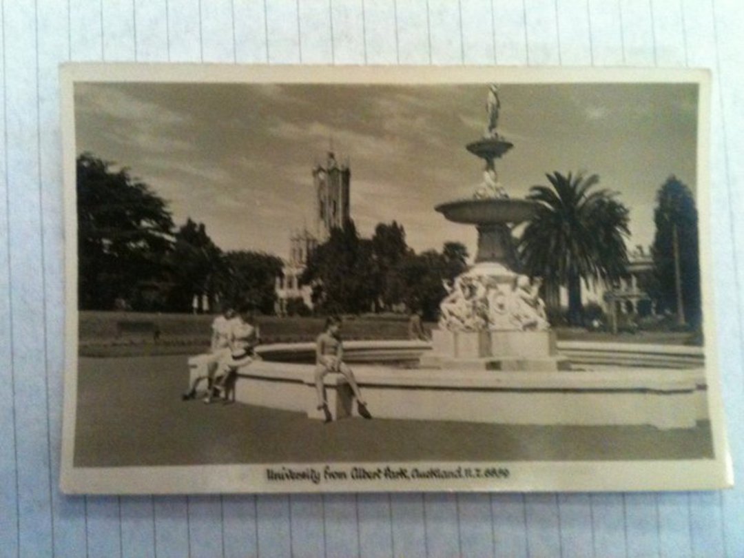Real Photograph by A B Hurst & Son of Auckland University from Albert Park. - 45448 - Postcard image 0