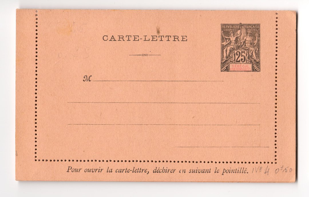 SENEGAL 1895 Carte-Lettre 25c Black. Unused. - 38185 - PostalHist image 0