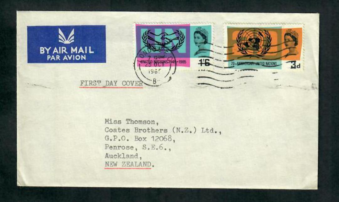 GREAT BRITAIN 1965 United Nations. Set of 2 on first day cover. - 31781 - FDC image 0