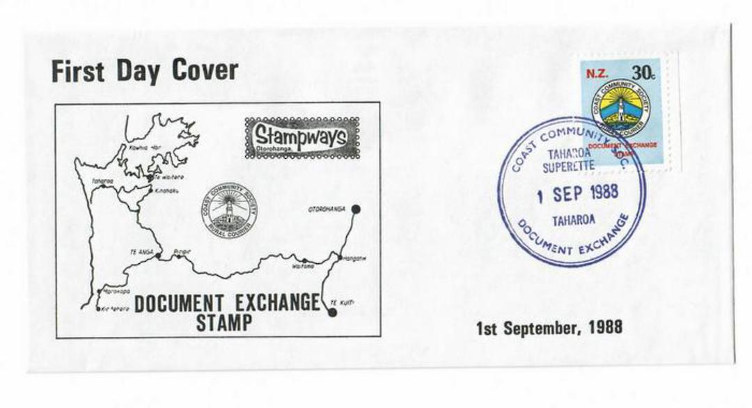 NEW ZEALAND Alternative Postal Operator Stampways 1988 30c Blue on first day cover. Taharoa Superette. - 132684 - FDC image 0