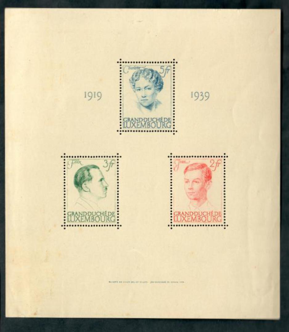 LUXEMBOURG 1939 Twentieth Year of the Reign of Grand Duchess Charlotte. Miniature sheet. - 52129 - UHM image 0
