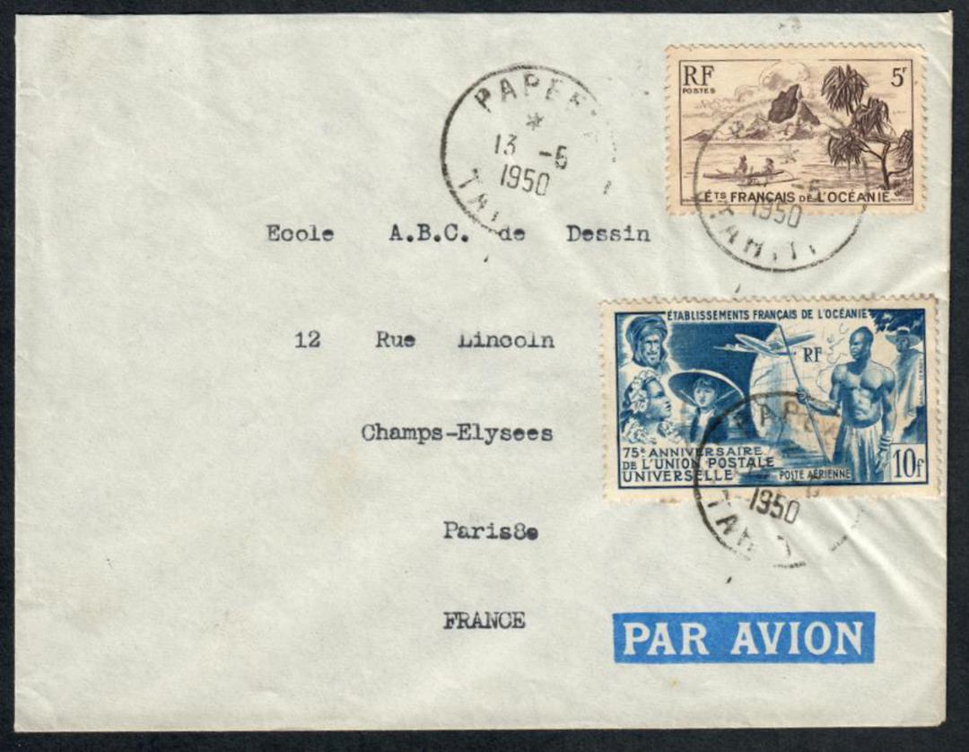 FRENCH OCEANIC SETTLEMENTS 1950 Letter from Papeete to France. Universal Postal Union 10fr. - 37539 - PostalHist image 0
