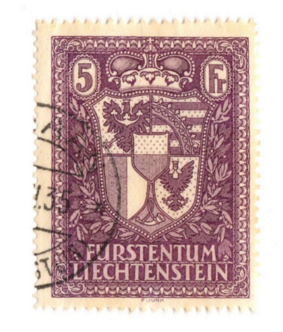 LIECHENSTEIN 1933 Definitive 5 fr Dull Purple. - 73779 - VFU image 0