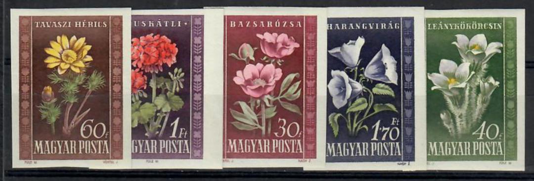 HUNGARY 1950 Flowers. Set of 5. Imperf. cv 1100 fo $110.00 - 23780 - UHM image 0