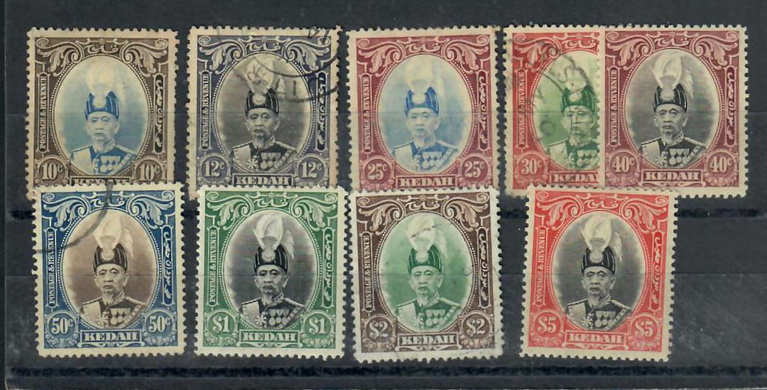 KEDAH 1937 Definitives. Set of 9. The 12c 30c and 50c are vfu. The others are mint. - 20578 - Mixed image 0