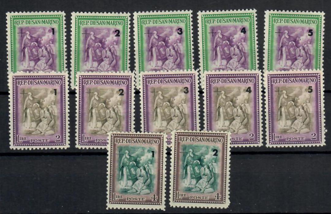 SAN MARINO 1947 Reconstruction Surcharges. Set of 12. - 25482 - Mint image 0