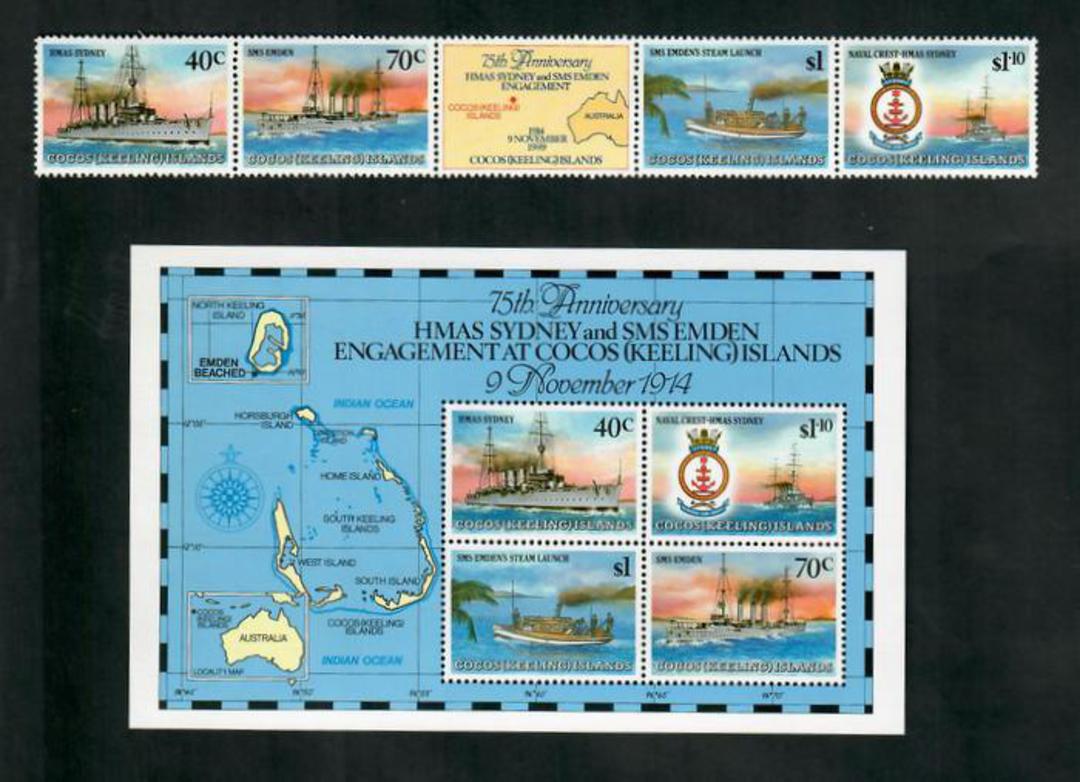COCOS (KEELING) ISLANDS 1989 75th Anniversary of of the Destruction of the German Cruiser Emden. Set of 4 and miniature sheet. - image 0