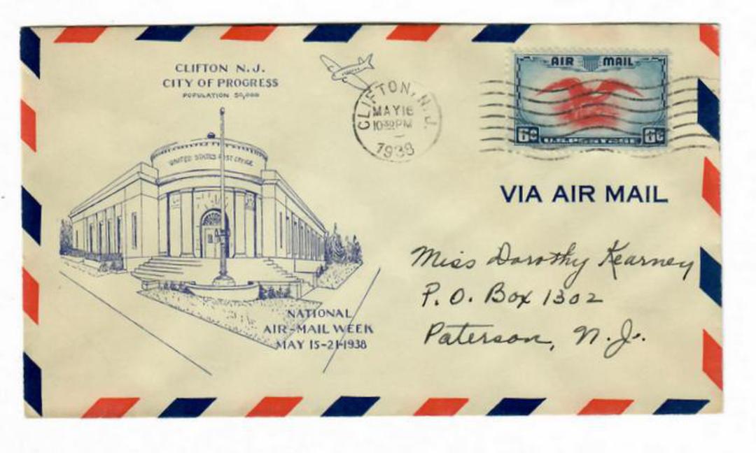 USA 1938 National Air-Mail Week. Special cover from Clifton NJ. - 31072 - PostalHist image 0
