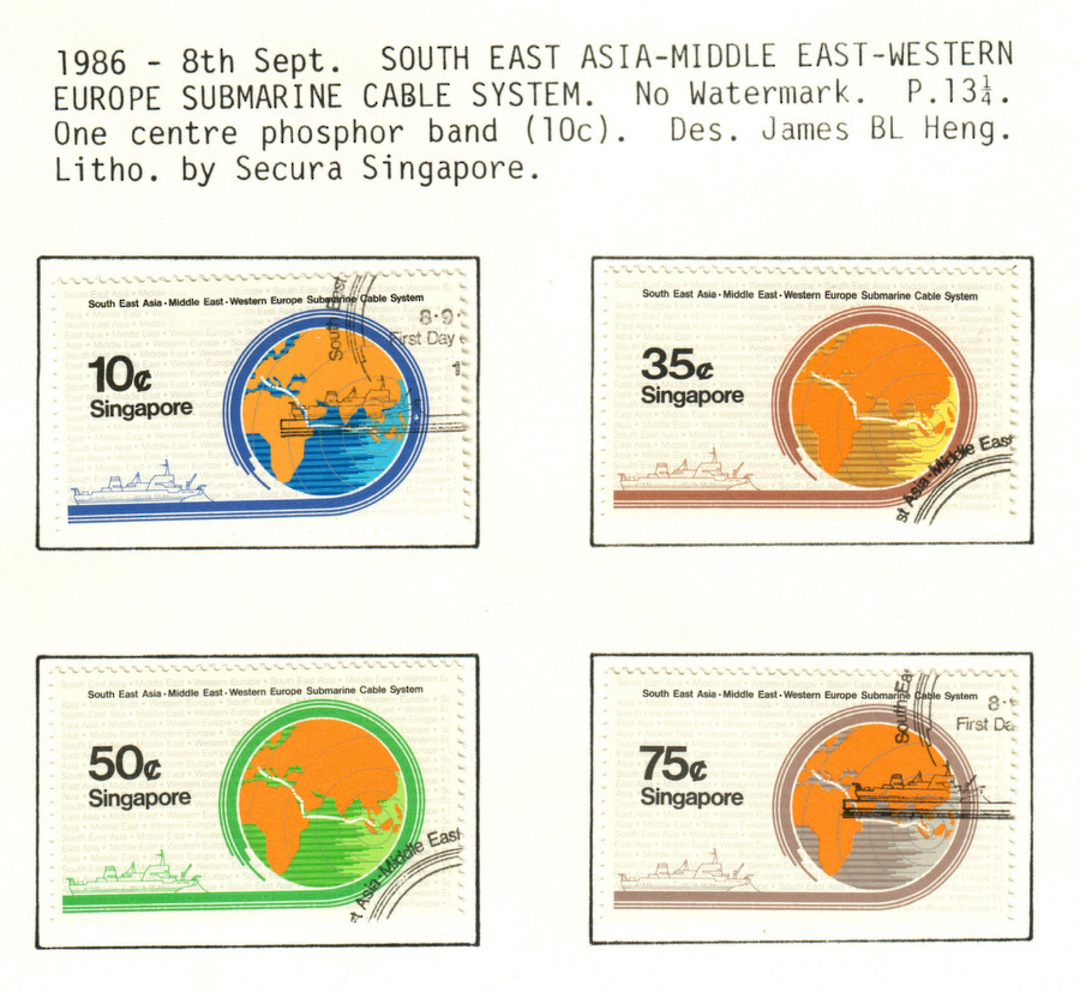 SINGAPORE 1986 Submarine Cable. Set of 4. - 59649 - VFU image 0